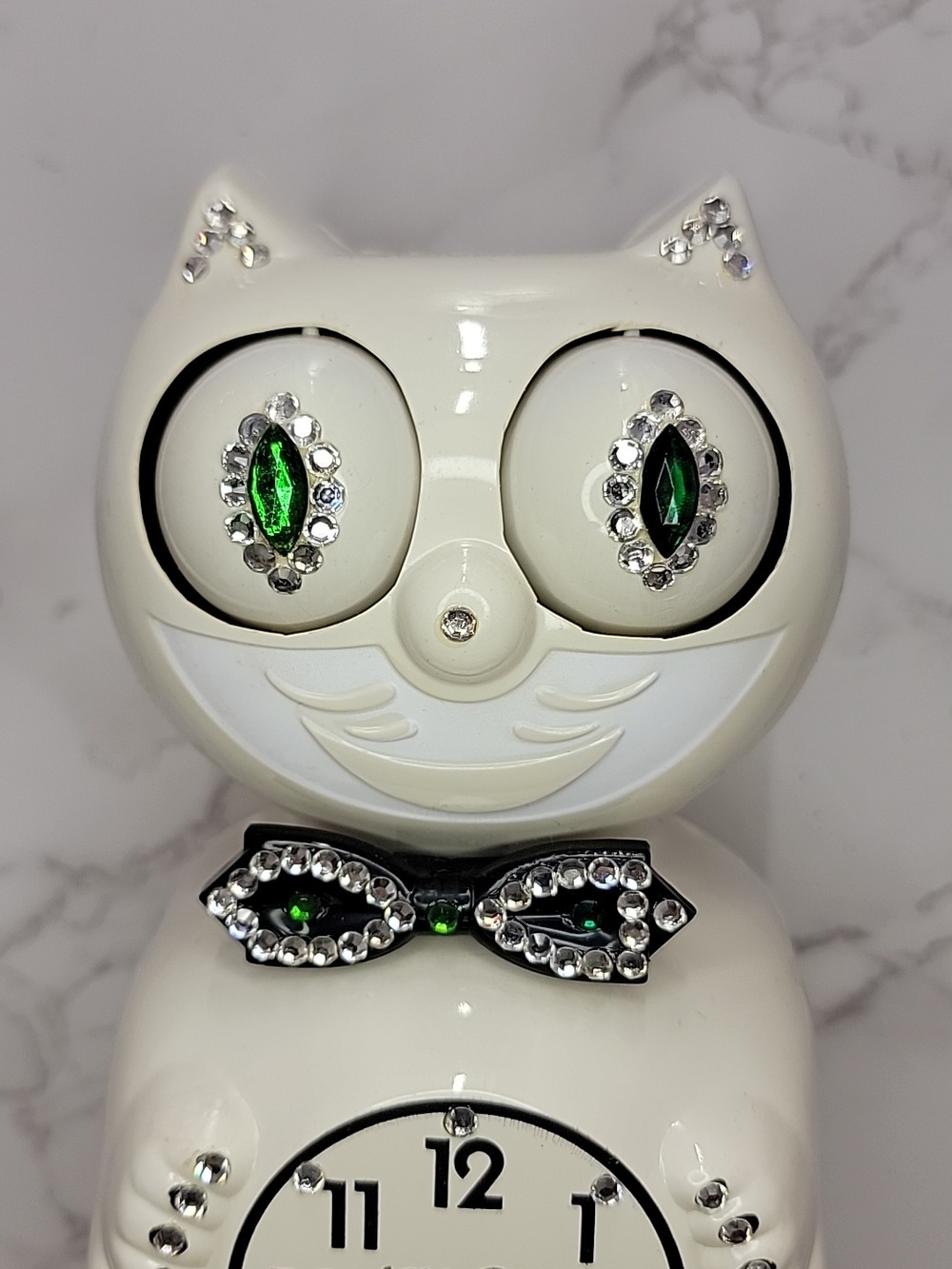 Super Rare Vintage Antique Ivory Jeweled Kit-Cat Klock